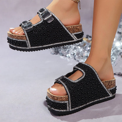 👡 50% KORTING! ✨ Sandalen met dubbele gespen en kurken hak – elegant ontwerp, comfortabele pasvorm en perfect voor een stijlvolle zomerlook 💎
