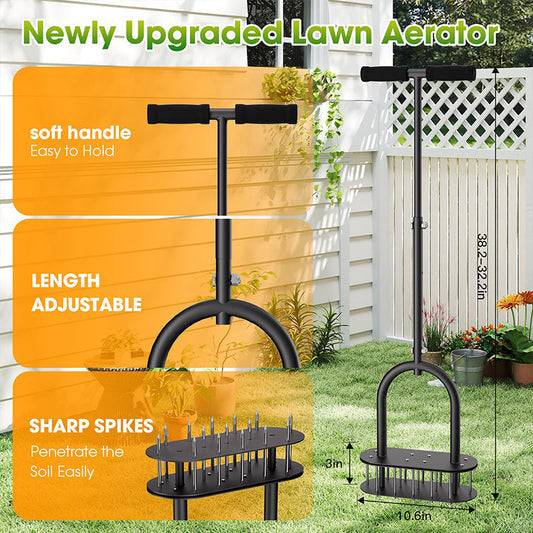 🌱 NU 50 % KORTING! 🔧 Krachtige handmatige gazonbeluchter – koolstofstaal, verstelbare handgreep en zelfreinigend – perfect voor een groener gazon 🏡
