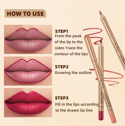 👄 50% KORTING! 💄 Set met 12 kleurpotloden voor de lippen die niet uitlopen – langhoudend, romig en waterbestendig – perfect voor dagelijks gebruik of professionele make-up 🎨