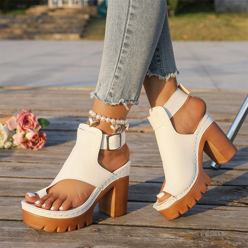 👡50% KORTING✨ Sandalen met open teen en dikke hak | Stabiele hakhoogte · Ademend opengewerkt ontwerp · Verstelbare enkelbandjes · Antislip rubberen zool · Veelzijdig zomers model