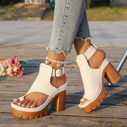 👡50% KORTING✨ Sandalen met open teen en dikke hak | Stabiele hakhoogte · Ademend opengewerkt ontwerp · Verstelbare enkelbandjes · Antislip rubberen zool · Veelzijdig zomers model