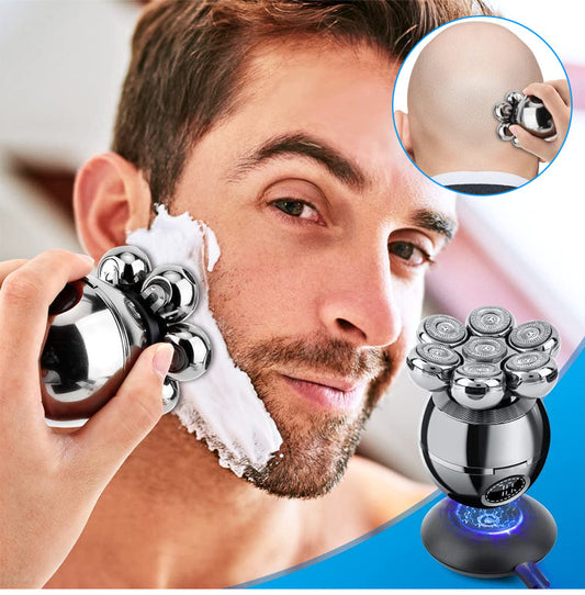 💪 7D-scheerapparaat met opzetstukken | 5-in-1 multifunctioneel ⚡ Draadloos opladen + LED-batterij-indicator 🚿 Geschikt voor droog en nat gebruik · Afwasbaar 🪐 Handig voor onderweg