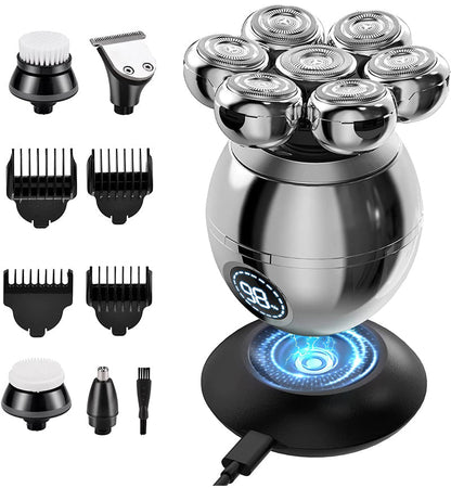 💪 7D-scheerapparaat met opzetstukken | 5-in-1 multifunctioneel ⚡ Draadloos opladen + LED-batterij-indicator 🚿 Geschikt voor droog en nat gebruik · Afwasbaar 🪐 Handig voor onderweg