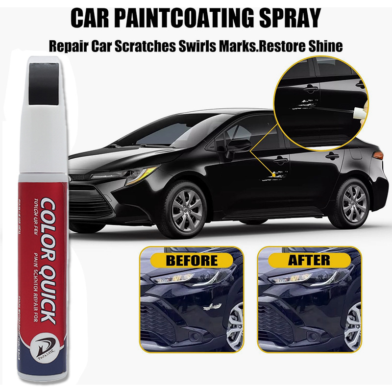 🚗50% KORTING🖊️ Zwarte lakstift | Bedekt krassen direct · Applicatorpunt met dubbele werking · Duurzame, waterbestendige afwerking