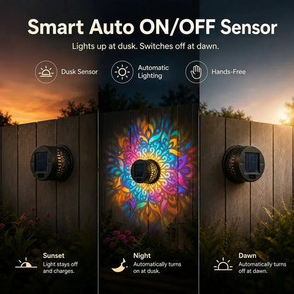 🌞 50% KORTING! 🌀 Mandala-lamp op zonne-energie – Prachtige patroonprojectie, 2-in-1 vloer- en wandverlichting & IP65 waterdicht met automatische aan/uit-functie 🌿