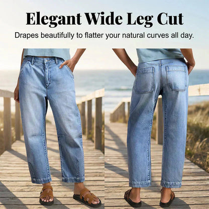 🌟 Damesjeansshort met hoge taille en wijde pijpen – Verlengt de benen & vintage wassing – Casual cropped broek – perfect voor de zomer, het strand of een vrije dag 👒