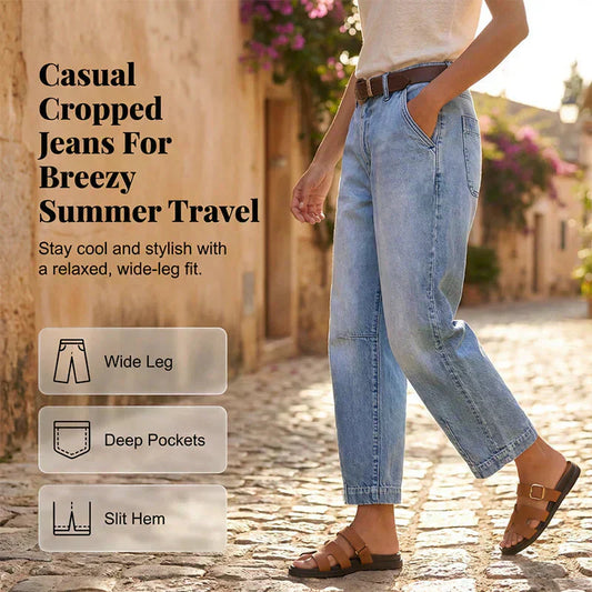 🌟 Damesjeansshort met hoge taille en wijde pijpen – Verlengt de benen & vintage wassing – Casual cropped broek – perfect voor de zomer, het strand of een vrije dag 👒
