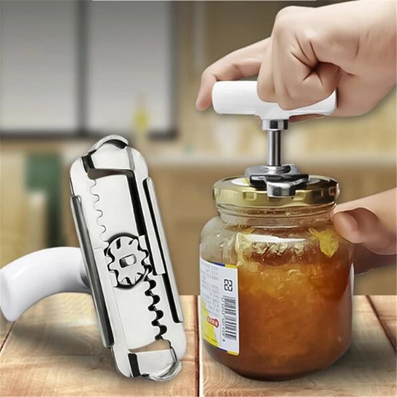🔧 Verstelbare Potopener in Roestvrij Staal – Ergonomisch Handvat – Perfect voor Zwakke Handen ✨🫙
