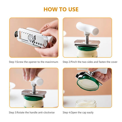 🔧 Verstelbare Potopener in Roestvrij Staal – Ergonomisch Handvat – Perfect voor Zwakke Handen ✨🫙