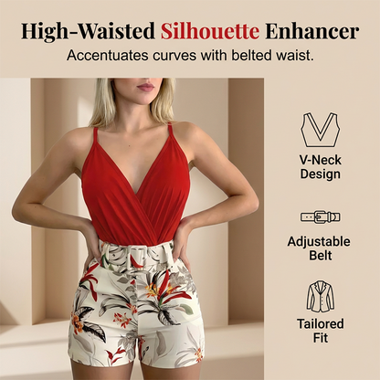 👗 Dames V-Hals Top & Shorts 2-delig Set – Elegant Zomerpak | 3 Kleuren | S-2XL