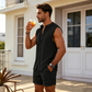 👕 50% KORTING! 🌴 Set met mouwloos overhemd en korte broek voor heren – met structuurpatroon, lichtgewicht, perfect voor op vakantie ✨