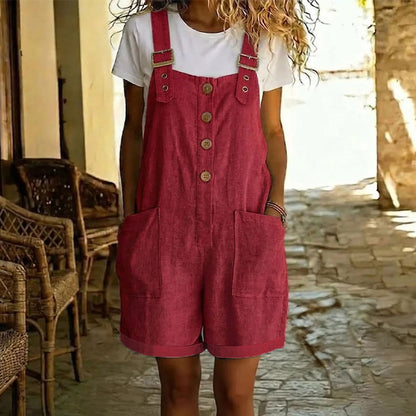 👖 50 % KORTING! ✨ Retro effen jumpsuit – verstelbare schouderbanden, grote zakken en een relaxte pasvorm – de perfecte casual zomerbusiness ☀️