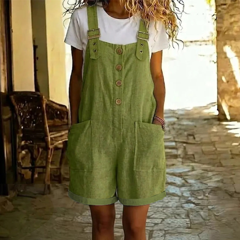 👖 50 % KORTING! ✨ Retro effen jumpsuit – verstelbare schouderbanden, grote zakken en een relaxte pasvorm – de perfecte casual zomerbusiness ☀️