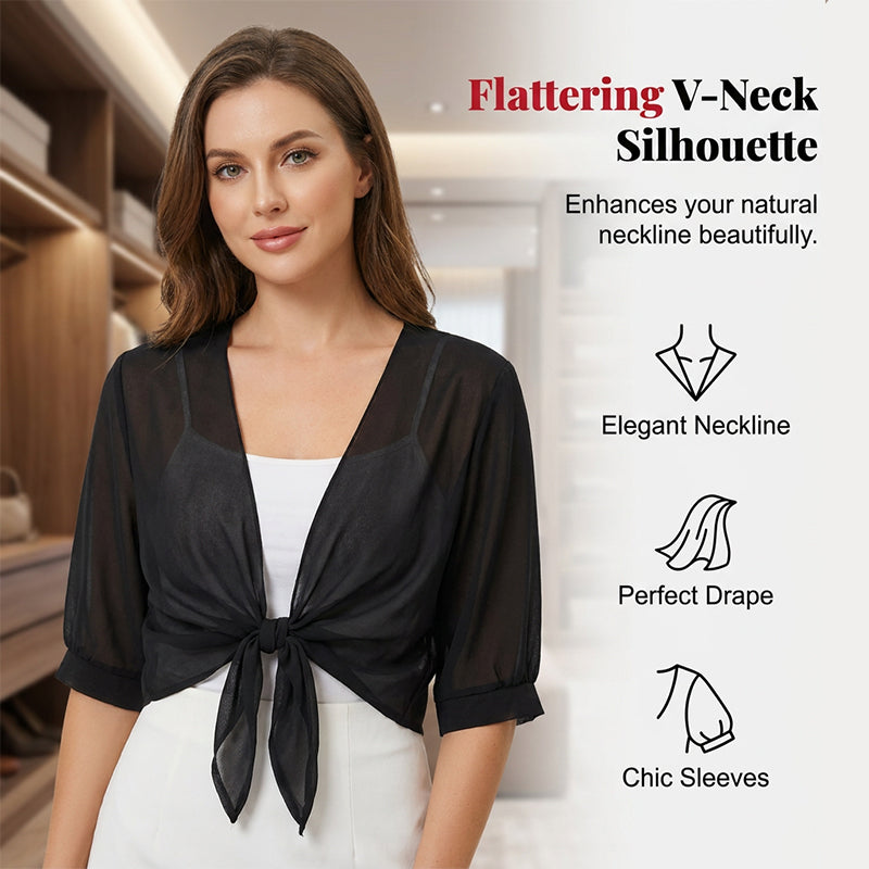 📢📢50% KORTING!! ⏰ Dames Elegante Chiffon Strikvoorkant Cropped Top