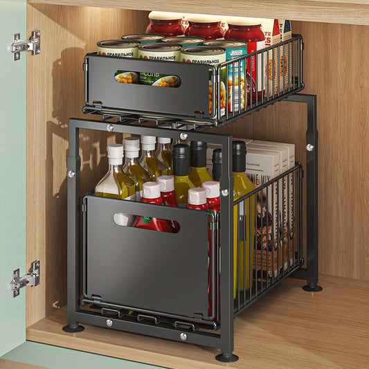 💥 50% KORTING! 🥫 Dubbellaags Uittrekbare Kastorganizer – Verstelbaar, Grote Capaciteit & Geen Montage Nodig ✨
