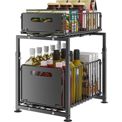 💥 50% KORTING! 🥫 Dubbellaags Uittrekbare Kastorganizer – Verstelbaar, Grote Capaciteit & Geen Montage Nodig ✨