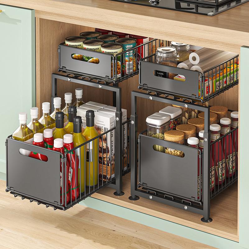💥 50% KORTING! 🥫 Dubbellaags Uittrekbare Kastorganizer – Verstelbaar, Grote Capaciteit & Geen Montage Nodig ✨