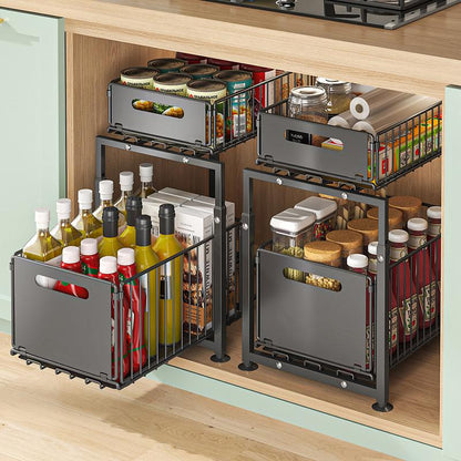 💥 50% KORTING! 🥫 Dubbellaags Uittrekbare Kastorganizer – Verstelbaar, Grote Capaciteit & Geen Montage Nodig ✨