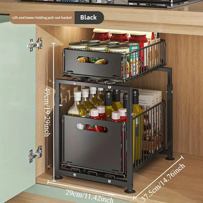 💥 50% KORTING! 🥫 Dubbellaags Uittrekbare Kastorganizer – Verstelbaar, Grote Capaciteit & Geen Montage Nodig ✨