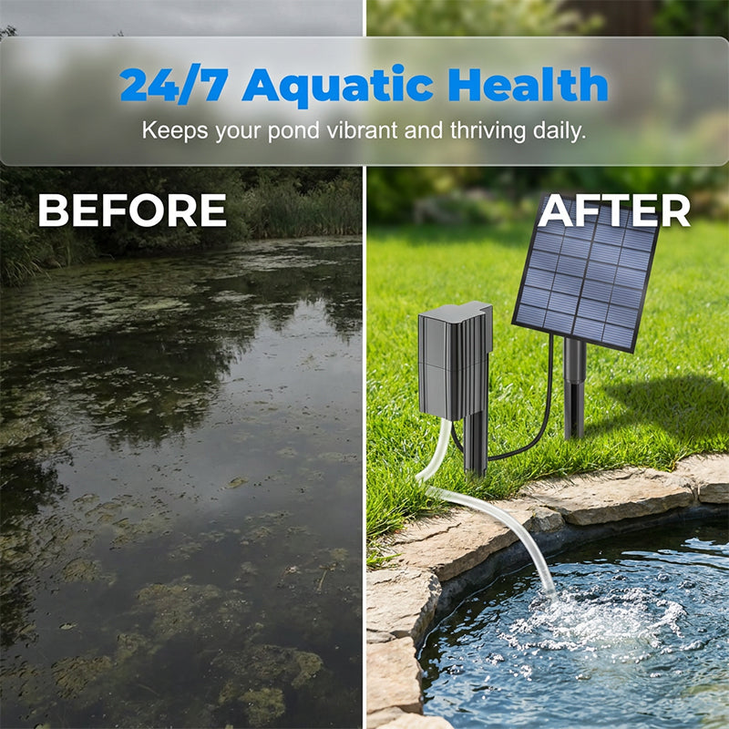 🔥 50% KORTING 🐟 Door zonne-energie aangedreven vijverbeluchter met ingebouwde luchtpomp ☀️ Voorzie het water efficiënt van zuurstof – zonder stroomkosten 🌿