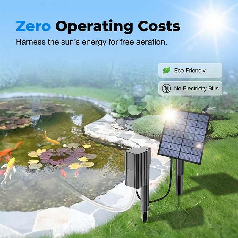 🔥 50% KORTING 🐟 Door zonne-energie aangedreven vijverbeluchter met ingebouwde luchtpomp ☀️ Voorzie het water efficiënt van zuurstof – zonder stroomkosten 🌿