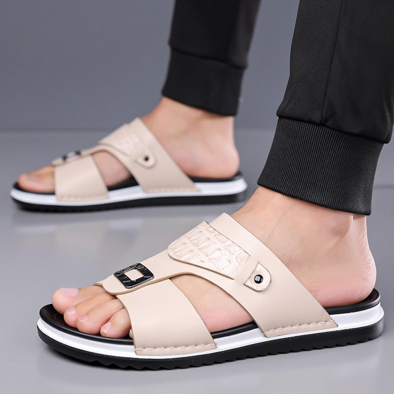 👞 50% KORTING! 💫 Slip-on sandalen van kunstleer voor heren – Ademend mesh en antislipzool – Comfortabele pasvorm, ideaal voor de zomer, het strand of dagelijkse wandelingen 🏖️