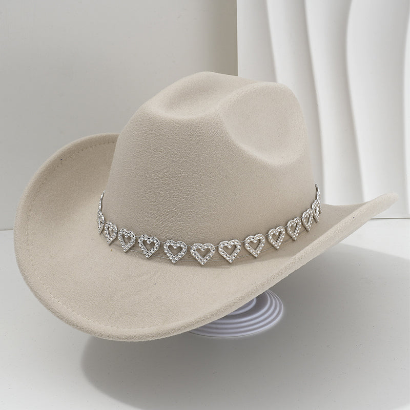 🤠 TIJDELIJKE AANBIEDING: 50% KORTING! 💥 Dames rhinestone hart cowboyhoed – Sprankelende, elegante Franse jazz fedora ✨