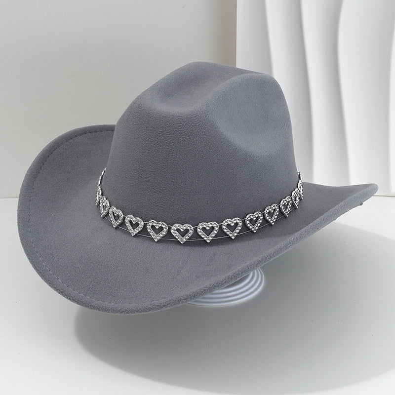 🤠 TIJDELIJKE AANBIEDING: 50% KORTING! 💥 Dames rhinestone hart cowboyhoed – Sprankelende, elegante Franse jazz fedora ✨