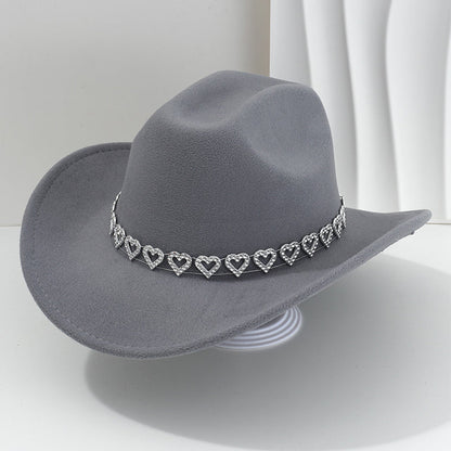 🤠 TIJDELIJKE AANBIEDING: 50% KORTING! 💥 Dames rhinestone hart cowboyhoed – Sprankelende, elegante Franse jazz fedora ✨