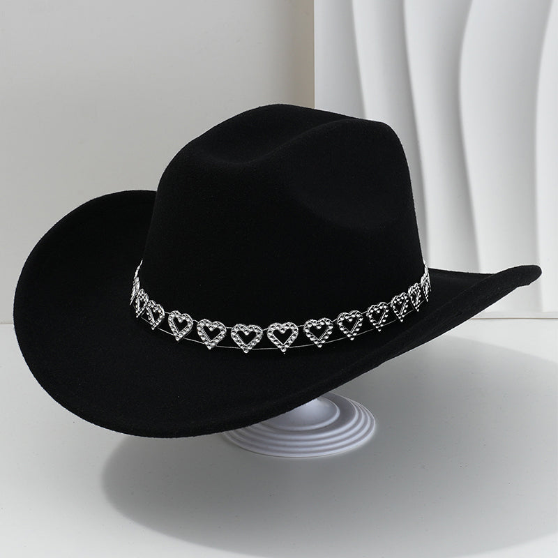 🤠 TIJDELIJKE AANBIEDING: 50% KORTING! 💥 Dames rhinestone hart cowboyhoed – Sprankelende, elegante Franse jazz fedora ✨