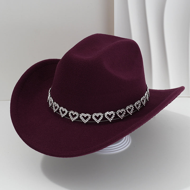 🤠 TIJDELIJKE AANBIEDING: 50% KORTING! 💥 Dames rhinestone hart cowboyhoed – Sprankelende, elegante Franse jazz fedora ✨
