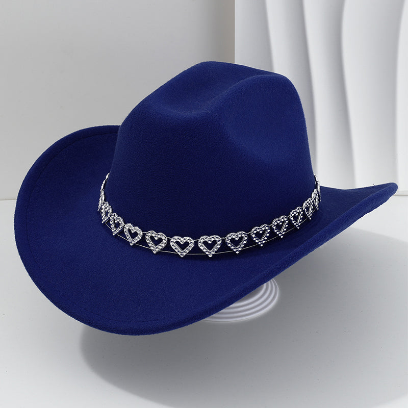 🤠 TIJDELIJKE AANBIEDING: 50% KORTING! 💥 Dames rhinestone hart cowboyhoed – Sprankelende, elegante Franse jazz fedora ✨