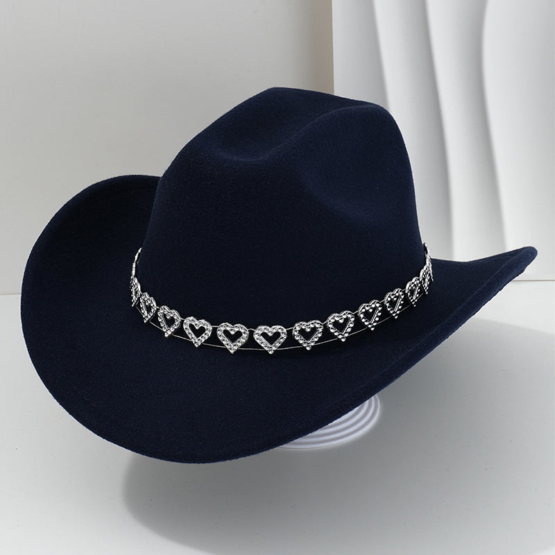 🤠 TIJDELIJKE AANBIEDING: 50% KORTING! 💥 Dames rhinestone hart cowboyhoed – Sprankelende, elegante Franse jazz fedora ✨