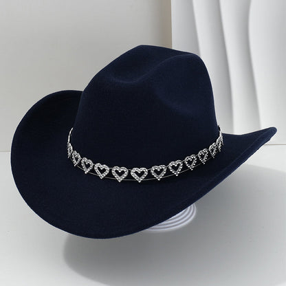 🤠 TIJDELIJKE AANBIEDING: 50% KORTING! 💥 Dames rhinestone hart cowboyhoed – Sprankelende, elegante Franse jazz fedora ✨