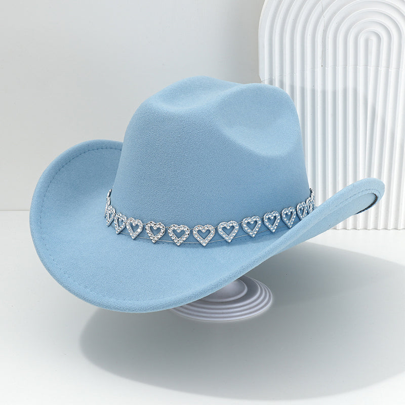 🤠 TIJDELIJKE AANBIEDING: 50% KORTING! 💥 Dames rhinestone hart cowboyhoed – Sprankelende, elegante Franse jazz fedora ✨