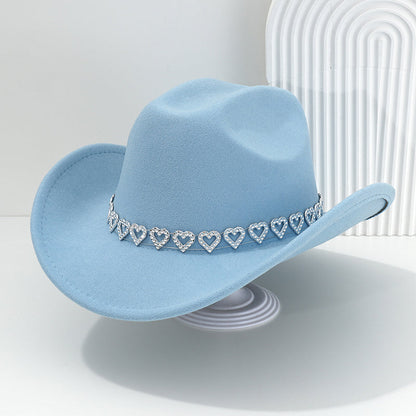 🤠 TIJDELIJKE AANBIEDING: 50% KORTING! 💥 Dames rhinestone hart cowboyhoed – Sprankelende, elegante Franse jazz fedora ✨