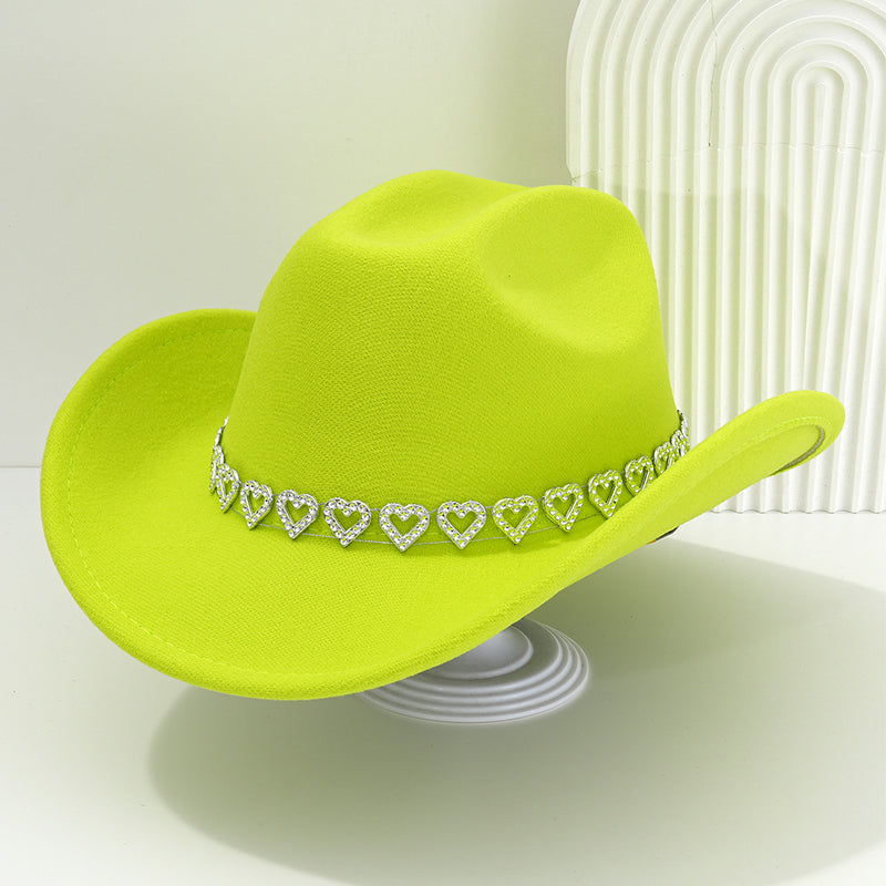 🤠 TIJDELIJKE AANBIEDING: 50% KORTING! 💥 Dames rhinestone hart cowboyhoed – Sprankelende, elegante Franse jazz fedora ✨