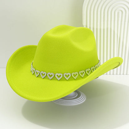 🤠 TIJDELIJKE AANBIEDING: 50% KORTING! 💥 Dames rhinestone hart cowboyhoed – Sprankelende, elegante Franse jazz fedora ✨