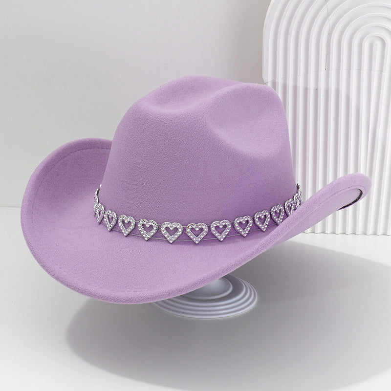 🤠 TIJDELIJKE AANBIEDING: 50% KORTING! 💥 Dames rhinestone hart cowboyhoed – Sprankelende, elegante Franse jazz fedora ✨