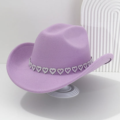 🤠 TIJDELIJKE AANBIEDING: 50% KORTING! 💥 Dames rhinestone hart cowboyhoed – Sprankelende, elegante Franse jazz fedora ✨