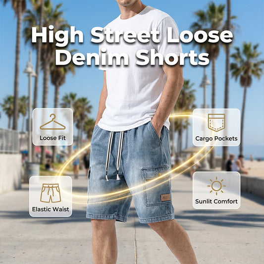 👖 50% KORTING! 🏙️ Loszittende denim cargoshorts voor heren – High Street-stijl & verstelbare pasvorm 🛹