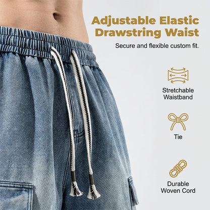 👖 50% KORTING! 🏙️ Loszittende denim cargoshorts voor heren – High Street-stijl & verstelbare pasvorm 🛹