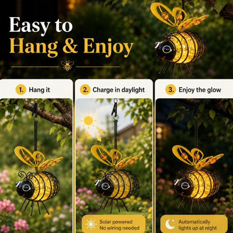 🐝 Buiten Hangend Zonne-energie Bij Licht - Het Perfecte Cadeau Voor Plantenliefhebbers, Mama's Of Iedereen Die Glimlacht❤️