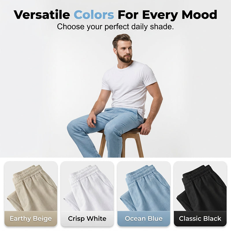 👖 NU 50% KORTING! 🏆 Casual herenbroek met trekkoord – Ademend en lichtgewicht – Relaxte pasvorm, perfect voor de zomer of smart casual – Comfortabel en stijlvol 🌿✨