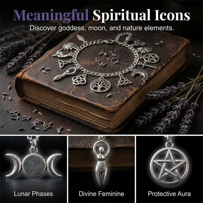 ✨50% KORTING📿 Retro heidense armband | Wicca-symboolhanger · retro metaal · geschikt voor elke gelegenheid · spirituele betekenis | voor dagelijks gebruik