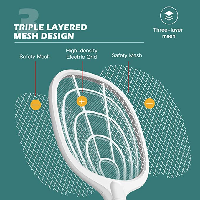 🔦 2-in-1 muggenvanger | ·3000 V hoogspanning·basisstation zonder handgreep | Thuis/keuken/terras/kamperen
