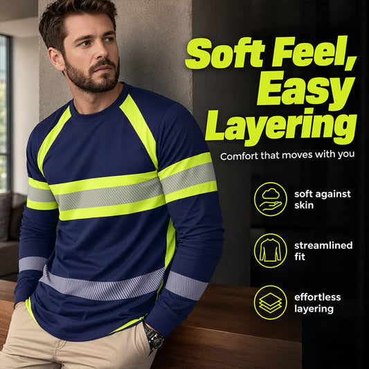 👕 TIJDELIJKE AANBIEDING: 50% KORTING! ✨ T-shirt met ronde hals, kleurblokken en lange mouwen – Hoog contrast, ademend, atletische pasvorm 🔥