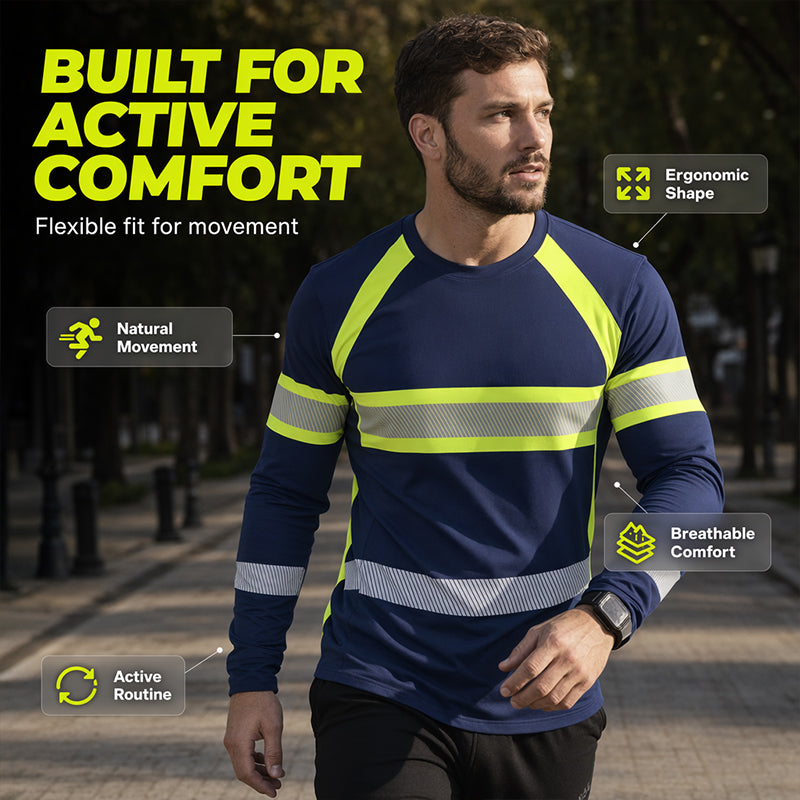 👕 TIJDELIJKE AANBIEDING: 50% KORTING! ✨ T-shirt met ronde hals, kleurblokken en lange mouwen – Hoog contrast, ademend, atletische pasvorm 🔥