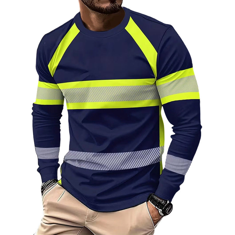 👕 TIJDELIJKE AANBIEDING: 50% KORTING! ✨ T-shirt met ronde hals, kleurblokken en lange mouwen – Hoog contrast, ademend, atletische pasvorm 🔥