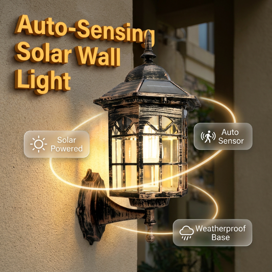 💡 Zonne-energie wandlamp met bewegingssensor | Drie verlichtingsmodi · Weerbestendig en regenbestendig | Verlichting voor de veranda, het terras en buiten 's nachts